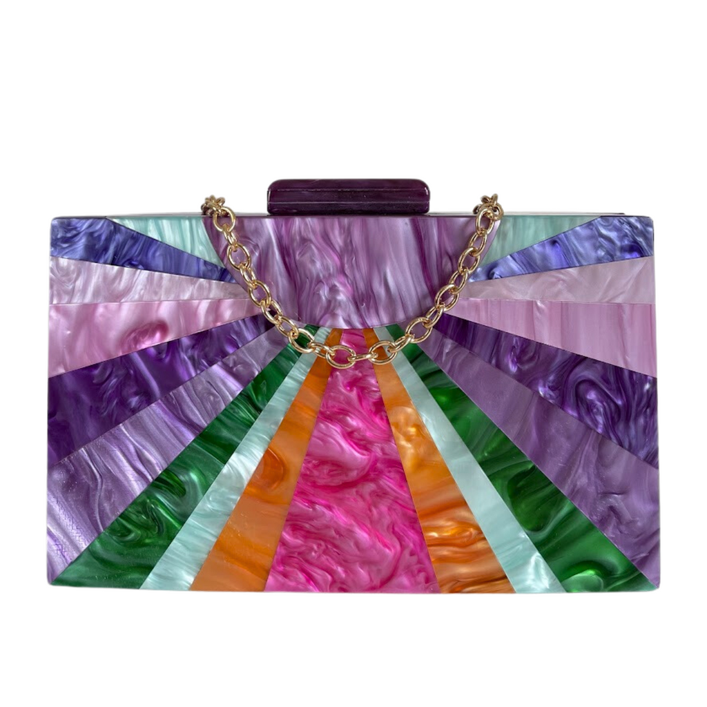 Bolsa de Festa Clutch Acrílico Colorida Roxo - ReUse