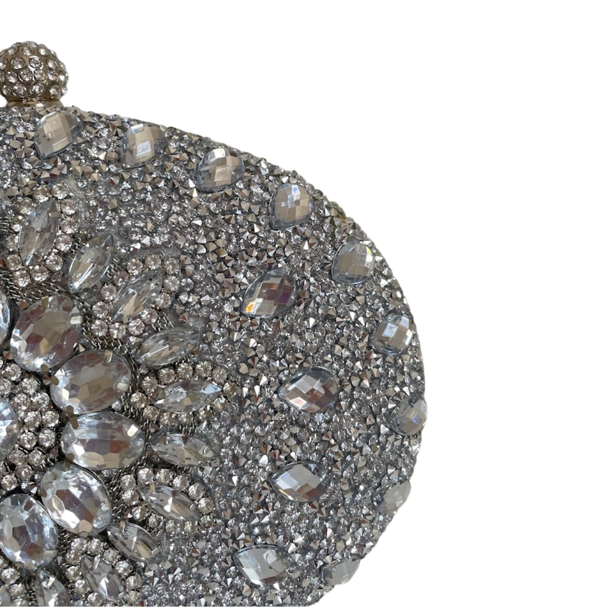 Bolsa de Festa Clutch Pedraria Cristal Prateada