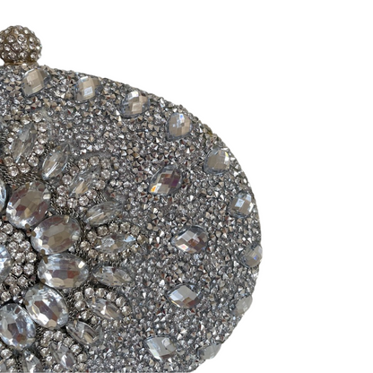 Bolsa de Festa Clutch Pedraria Cristal Prateada