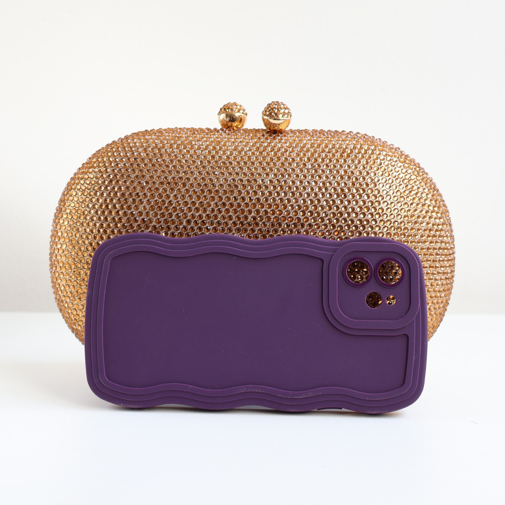 Bolsa Festa Clutch Pedraria Strass Oval Dourada