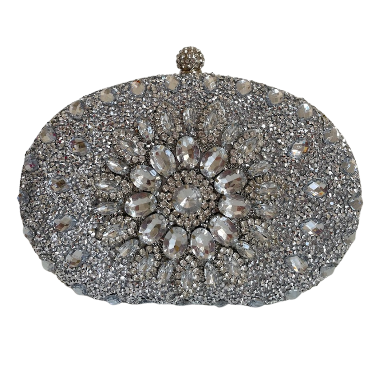Bolsa de Festa Clutch Pedraria Cristal Prateada - ReUse
