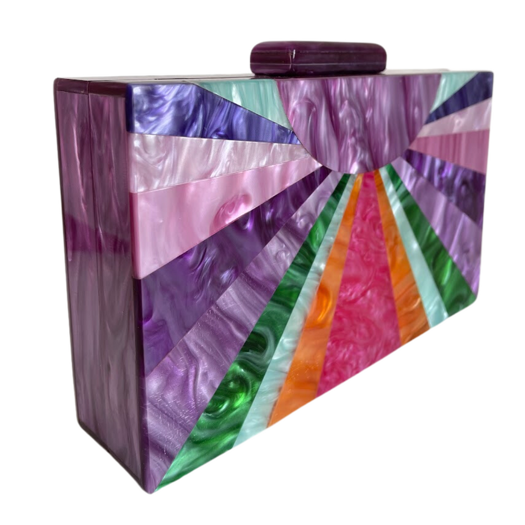 Bolsa de Festa Clutch Acrílico Colorida Roxo - ReUse