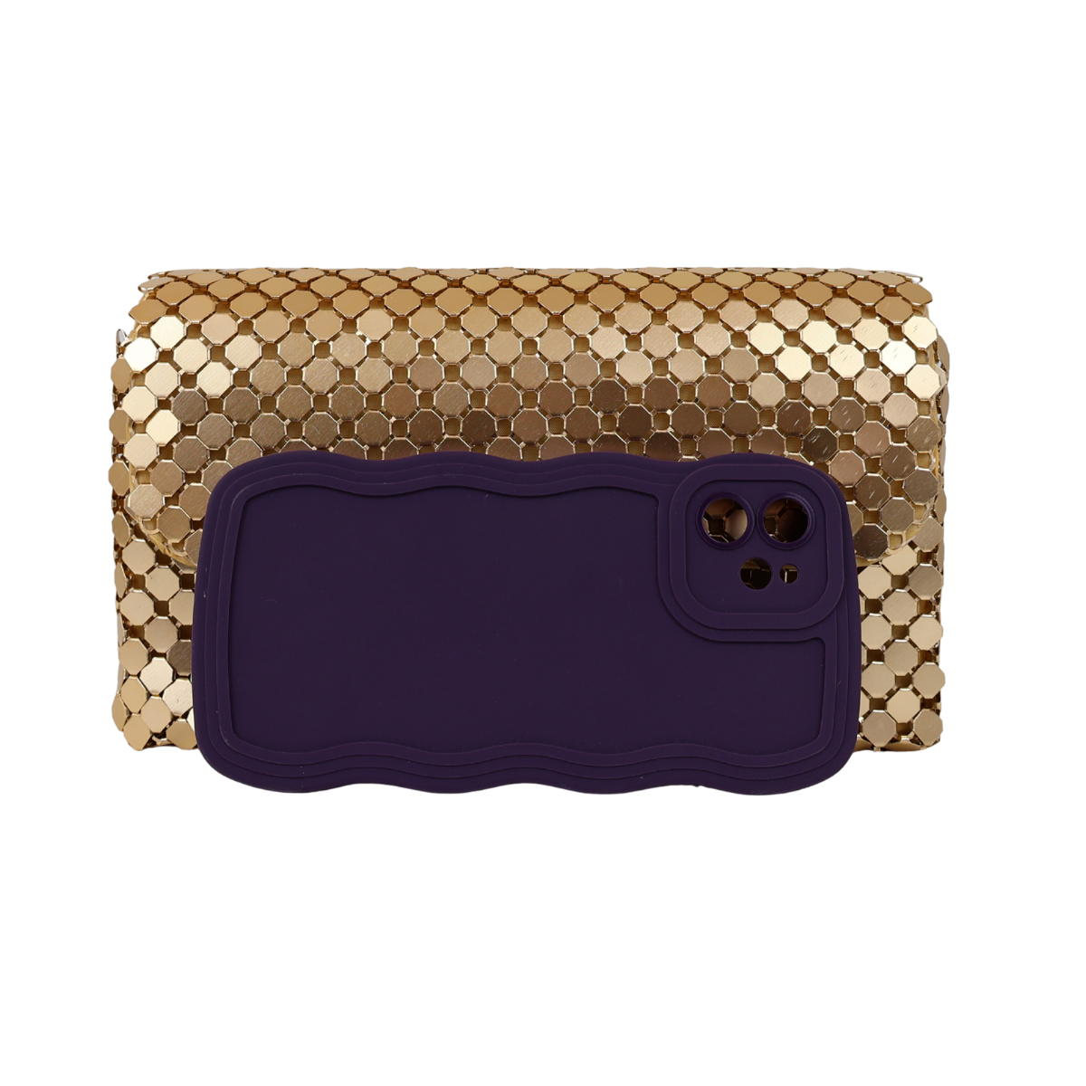 Bolsa de Festa Clutch Carteira Placa Metalizada Dourada - ReUse