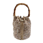 Bolsa Festa Clutch Pouch Pedraria Bege