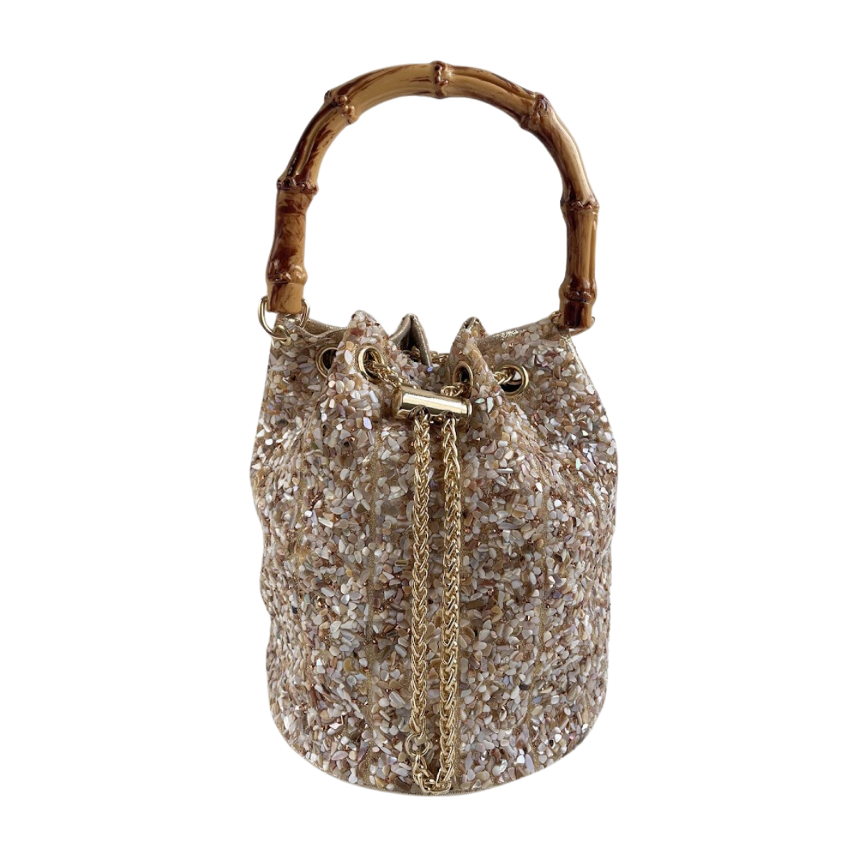 Bolsa Festa Clutch Pouch Pedraria Bege