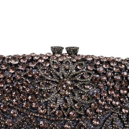 Bolsa Festa Clutch Pedraria Strass Prata Grafite