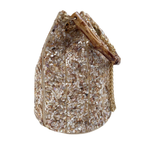 Bolsa Festa Clutch Pouch Pedraria Bege