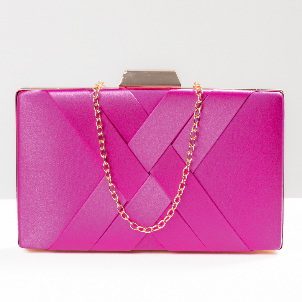 Bolsa de Festa Clutch Cetim Fúcsia
