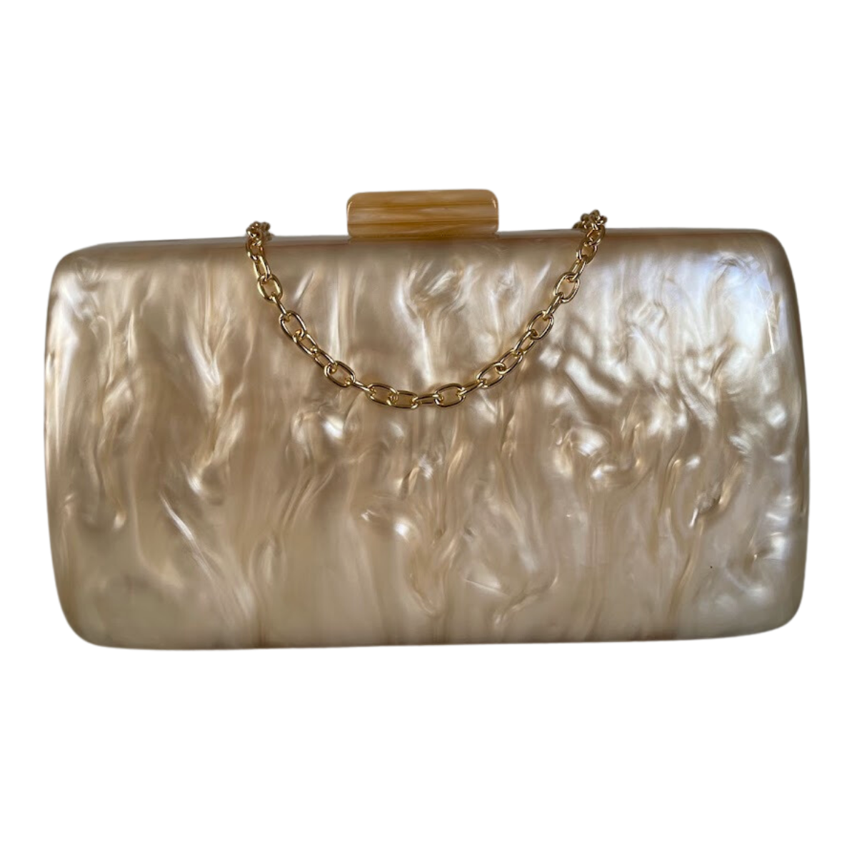 Bolsa de Festa Clutch Acrílico Champagne Perolada