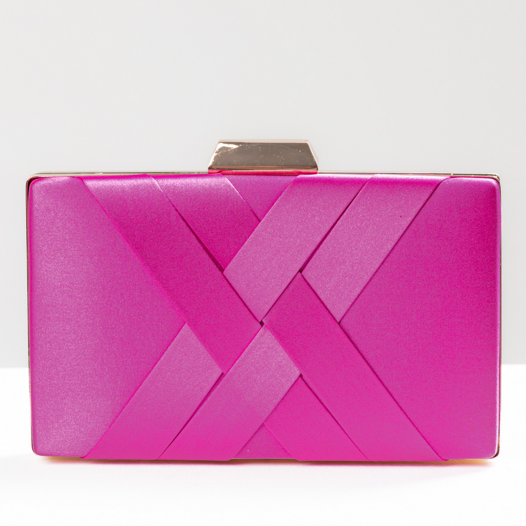 Bolsa de Festa Clutch Cetim Fúcsia