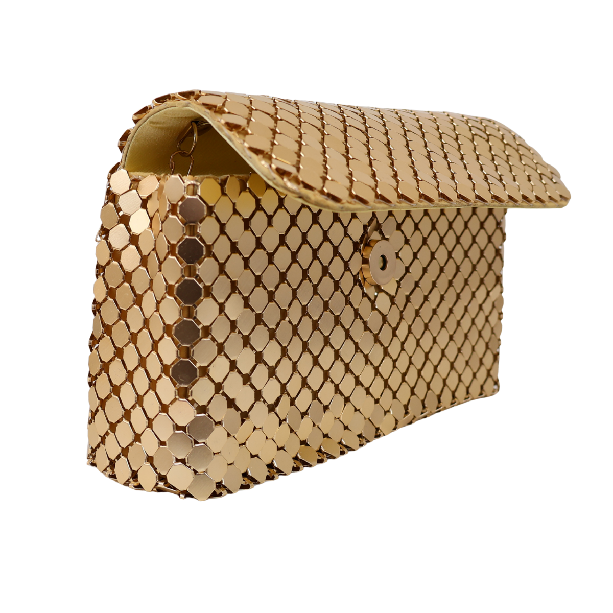 Bolsa de Festa Clutch Carteira Placa Metalizada Dourada - ReUse