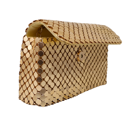Bolsa de Festa Clutch Carteira Placa Metalizada Dourada - ReUse