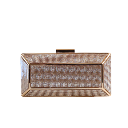 Bolsa Festa Clutch Brilho Strass Dourada