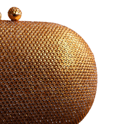 Bolsa Festa Clutch Pedraria Strass Oval Dourada
