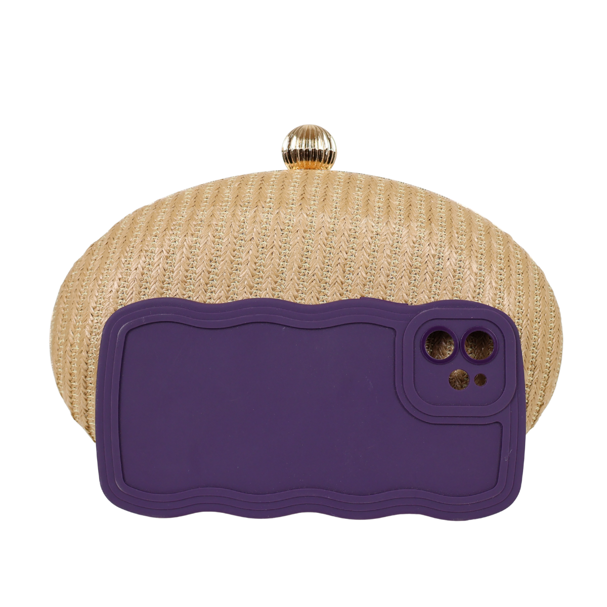 Bolsa Clutch Festa Palha Oval Bege