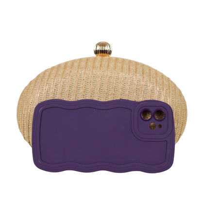Bolsa Clutch Festa Palha Oval Bege