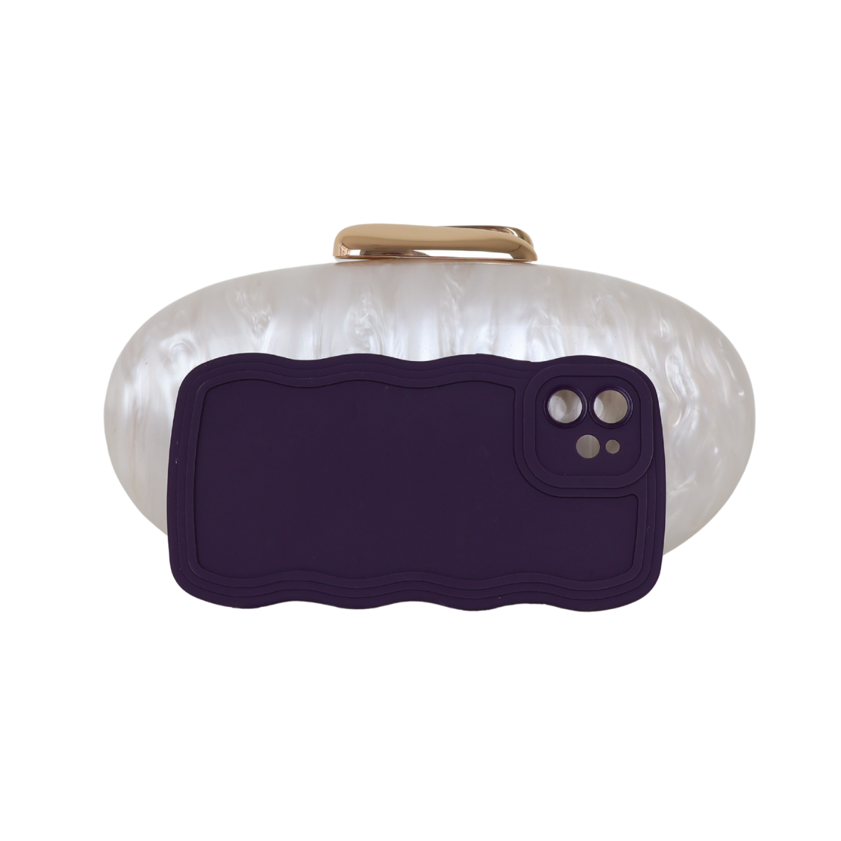 Bolsa Clutch Festa Acrílico Oval Branca