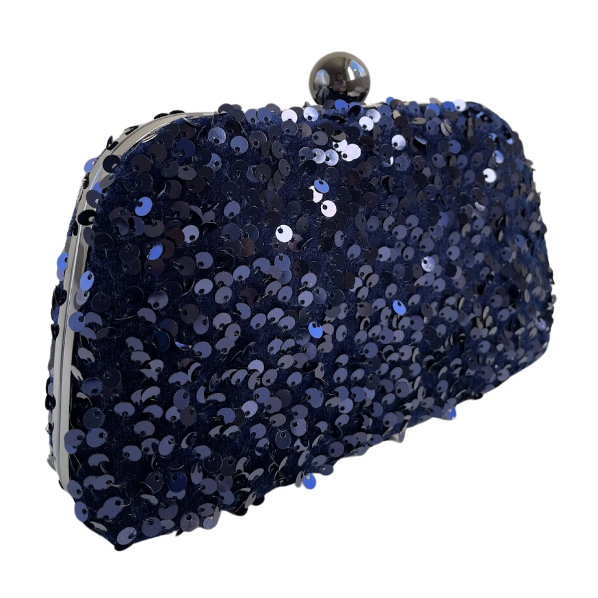 Bolsa de Festa Clutch Lantejoulas Azul Marinho