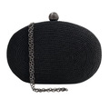 Bolsa de Festa Clutch Corda Trançada Oval Preta