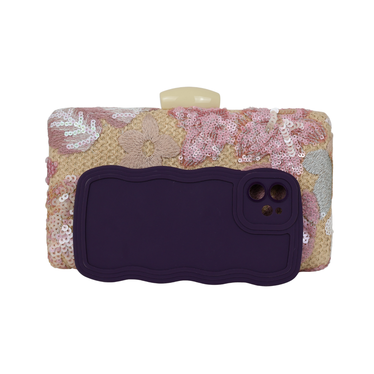 Bolsa Clutch Festa Bordada Flores Rosa