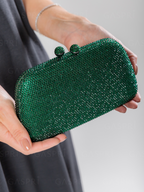 Bolsa de Festa Clutch Cristais Pedraria Verde