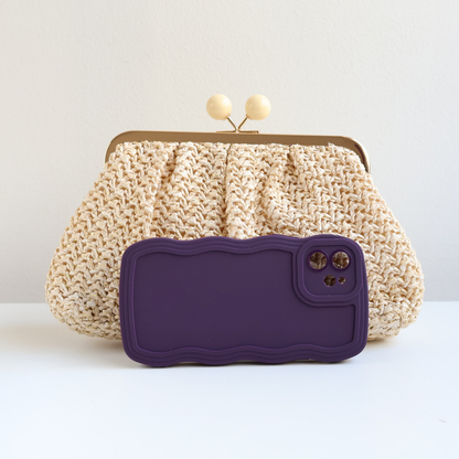 Bolsa Pouch Festa Clutch Palha Bege Claro