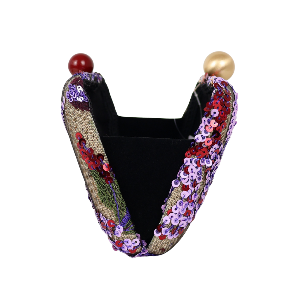 Bolsa Clutch Festa Bordada Flores Roxa