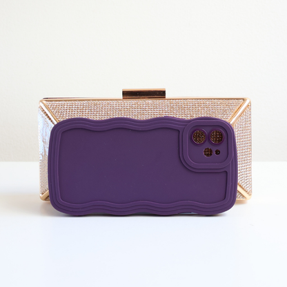 Bolsa Festa Clutch Brilho Strass Dourada
