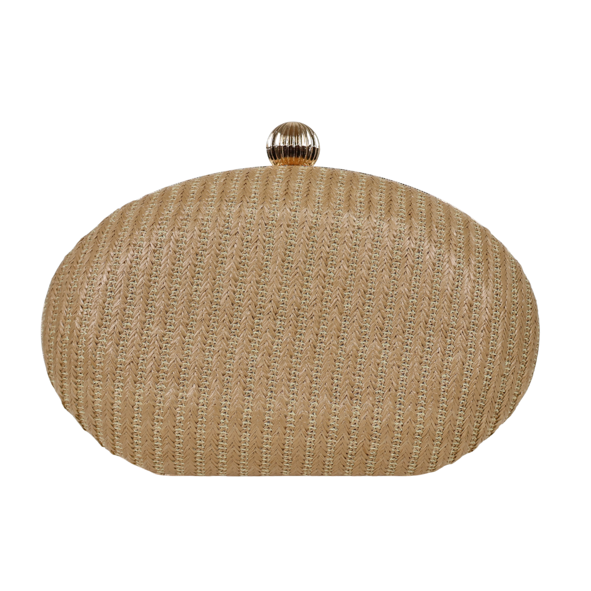 Bolsa Clutch Festa Palha Oval Bege