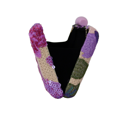 Bolsa Clutch Festa Bordada Flores Roxa