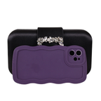 Bolsa Clutch Festa Cetim e Fecho de Pedraria Preta