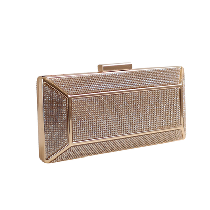 Bolsa Festa Clutch Brilho Strass Dourada