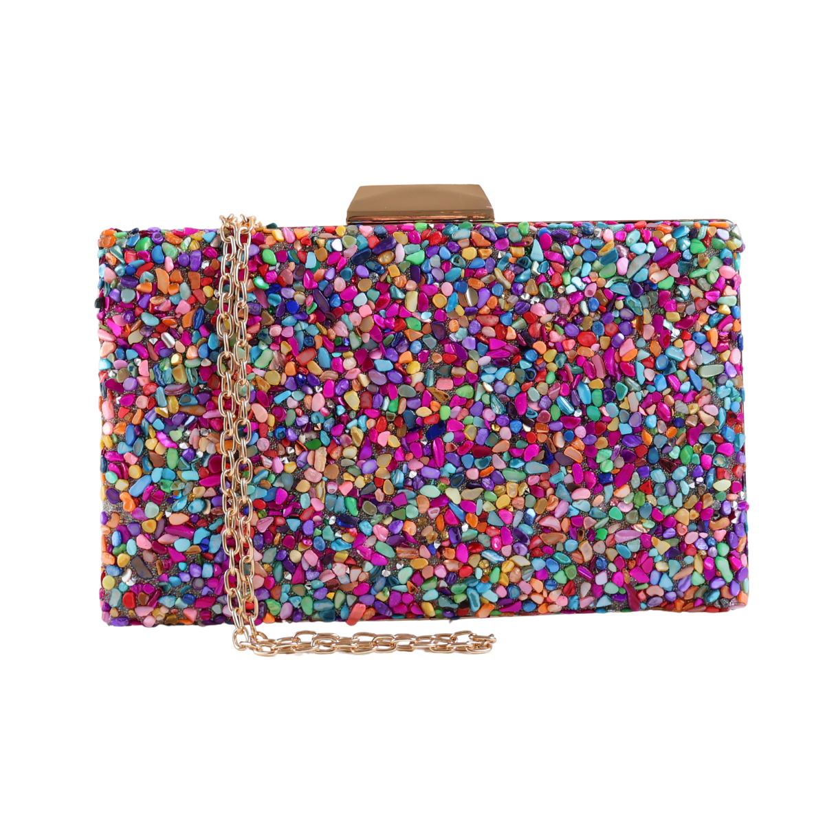 Bolsa Festa Clutch Pedraria Colorida