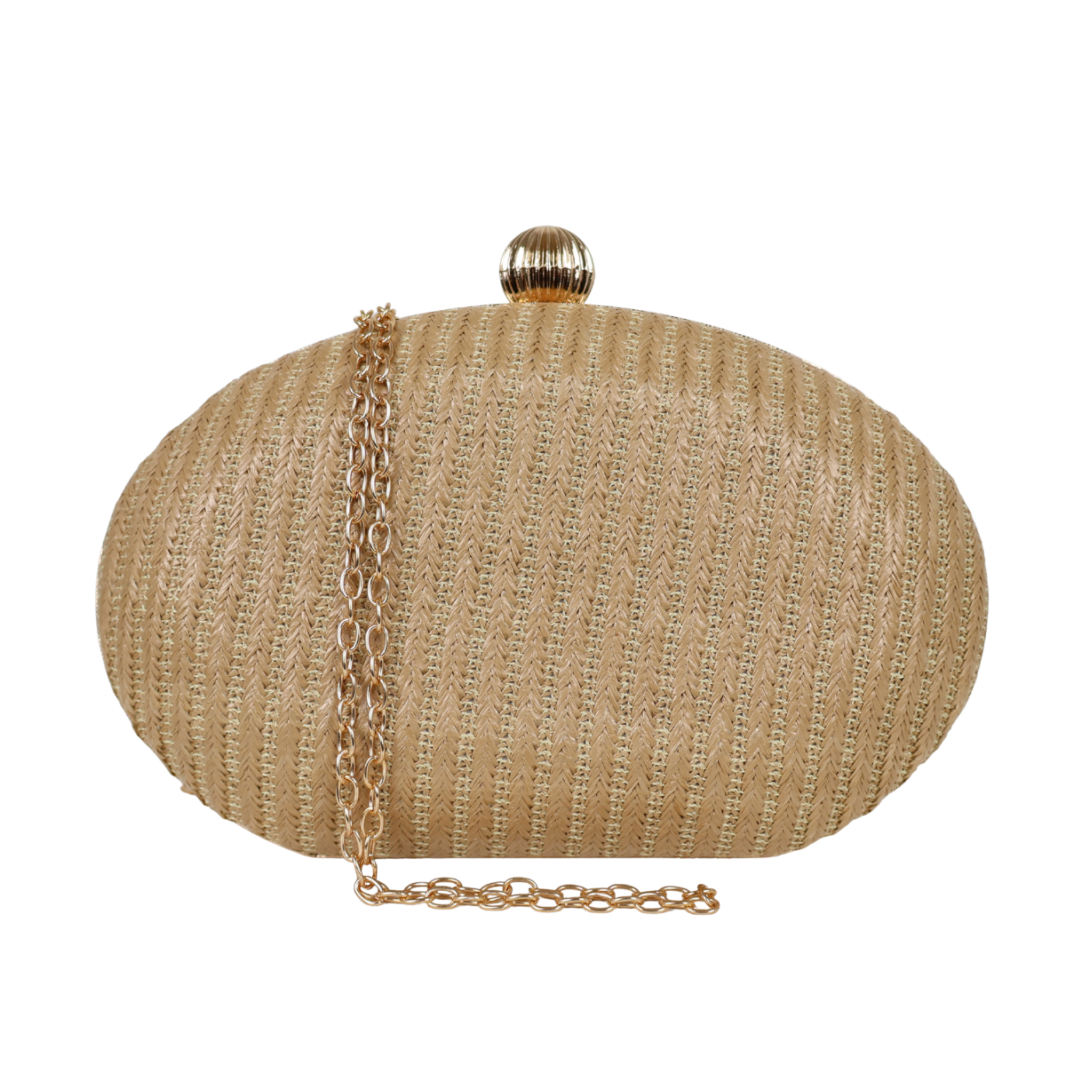 Bolsa Clutch Festa Palha Oval Bege