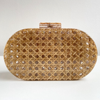 Bolsa Festa Clutch Oval Acrílico e Palha da Índia