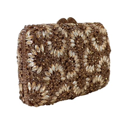 Bolsa Festa Clutch Pedraria Strass Dourada