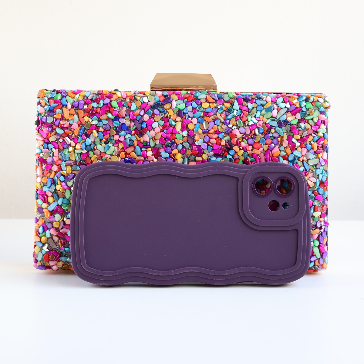 Bolsa Festa Clutch Pedraria Colorida - ReUse