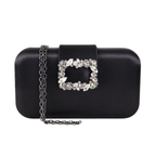 Bolsa Clutch Festa Cetim e Fecho de Pedraria Preta