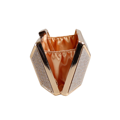 Bolsa Festa Clutch Brilho Strass Dourada