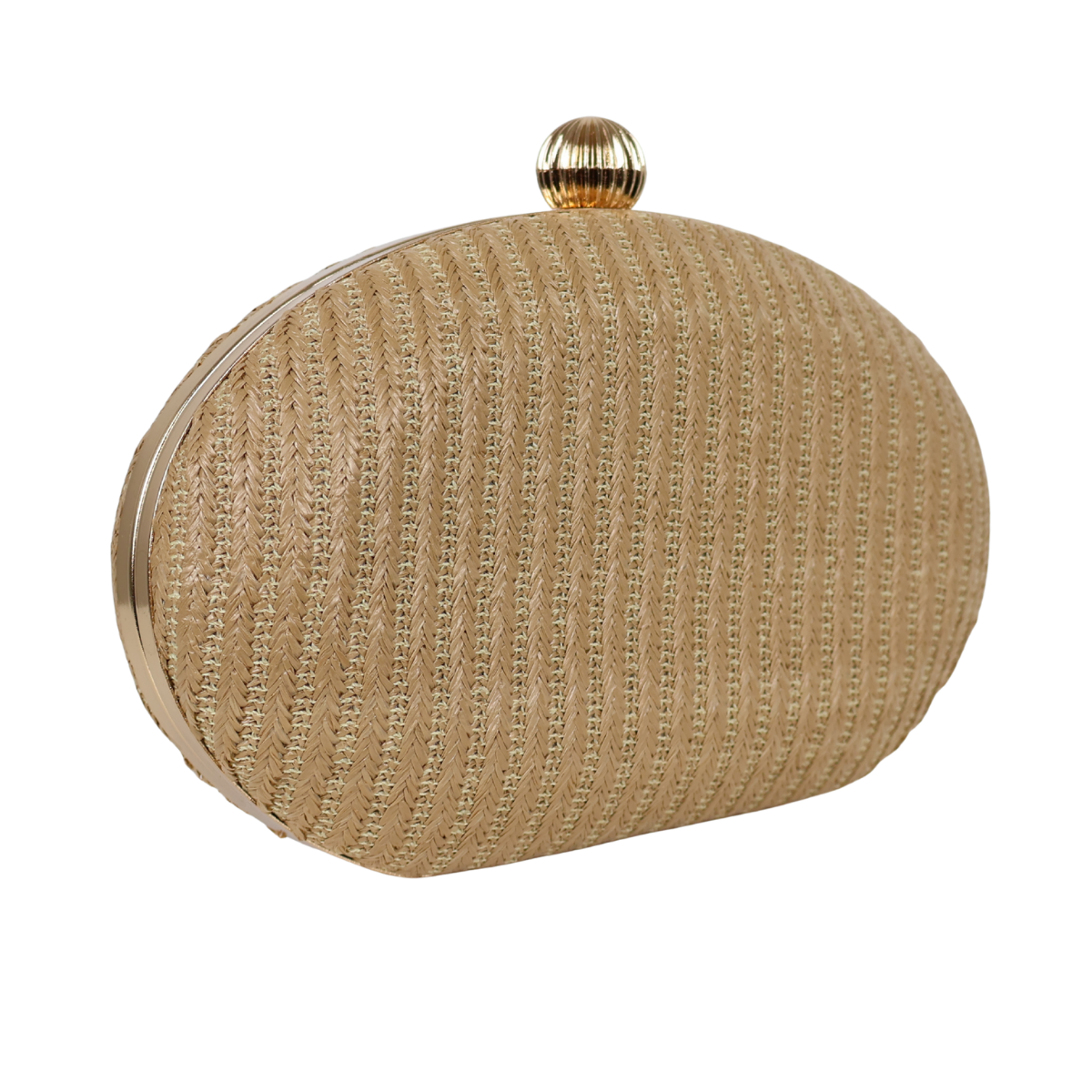 Bolsa Clutch Festa Palha Oval Bege