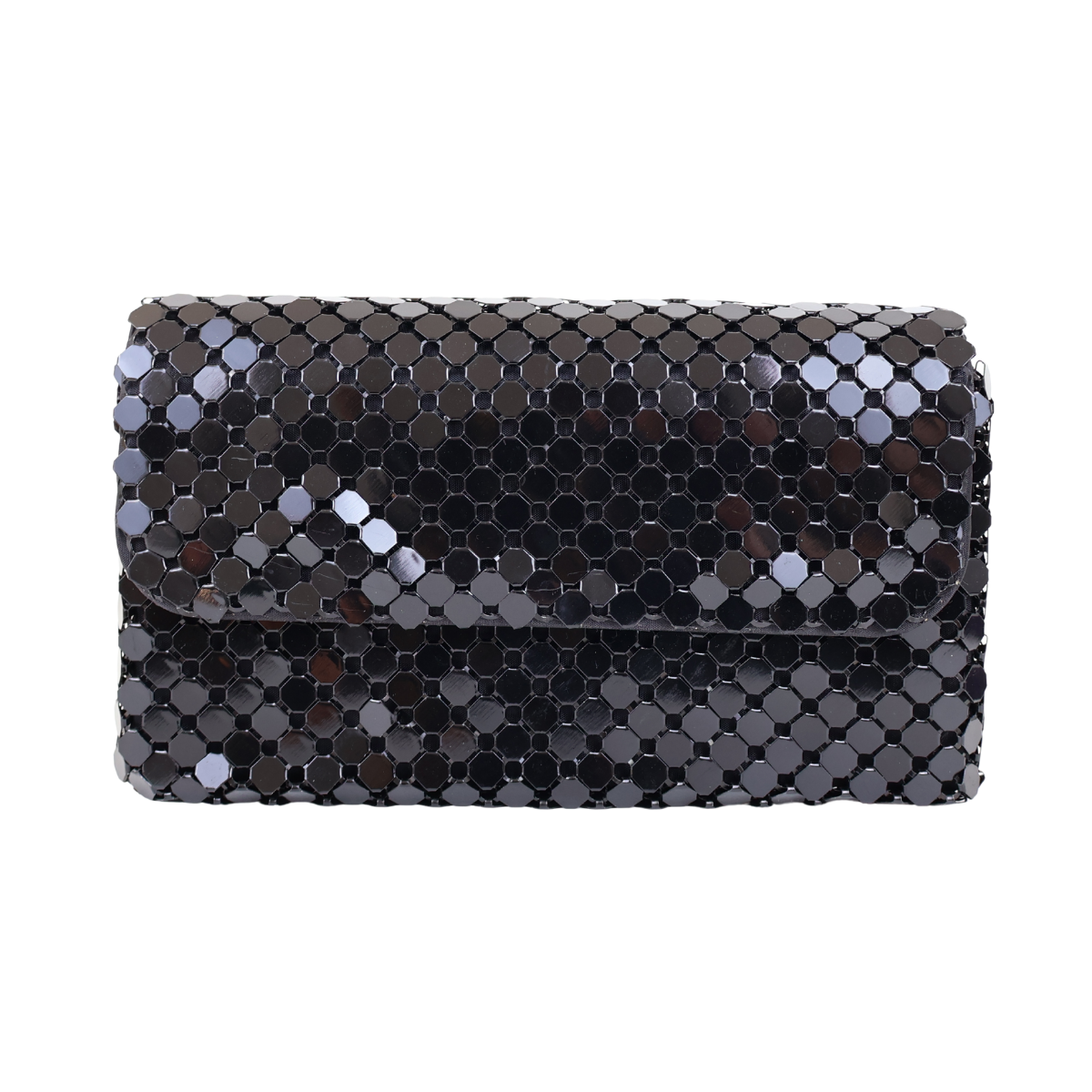 Bolsa de Festa Clutch Carteira Placa Metalizada Preta