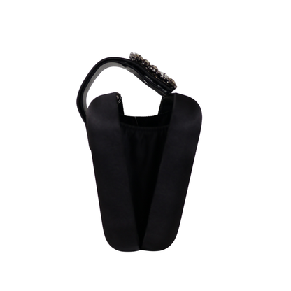 Bolsa Clutch Festa Cetim e Fecho de Pedraria Preta