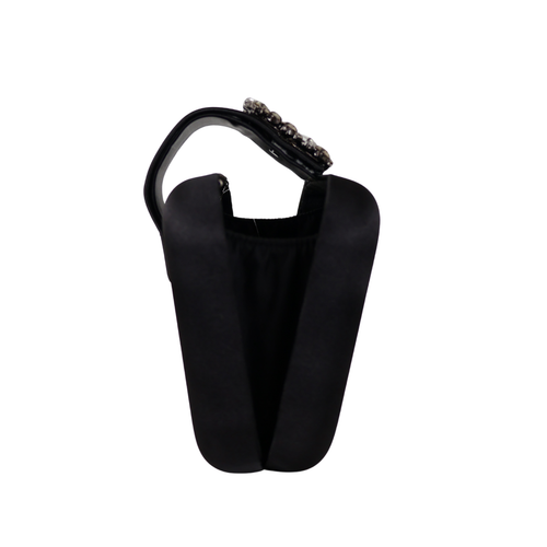 Bolsa Clutch Festa Cetim e Fecho de Pedraria Preta