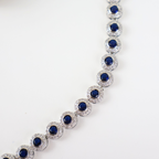 Kit Brinco e Colar - Ródio Branco - Cristal Azul - Semijoia