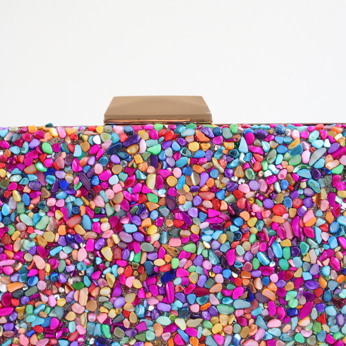 Bolsa Festa Clutch Pedraria Colorida