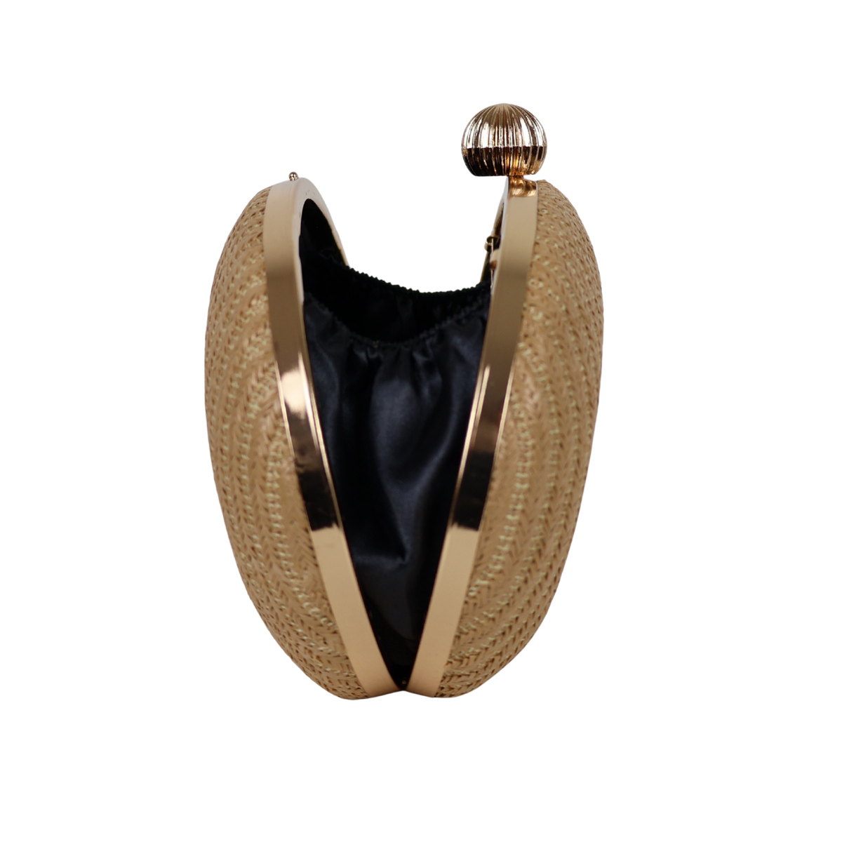 Bolsa Clutch Festa Palha Oval Bege