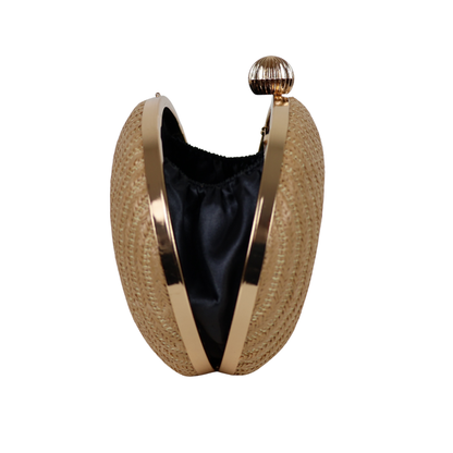 Bolsa Clutch Festa Palha Oval Bege