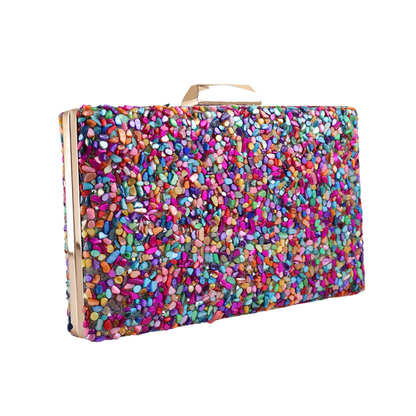Bolsa Festa Clutch Pedraria Colorida - ReUse