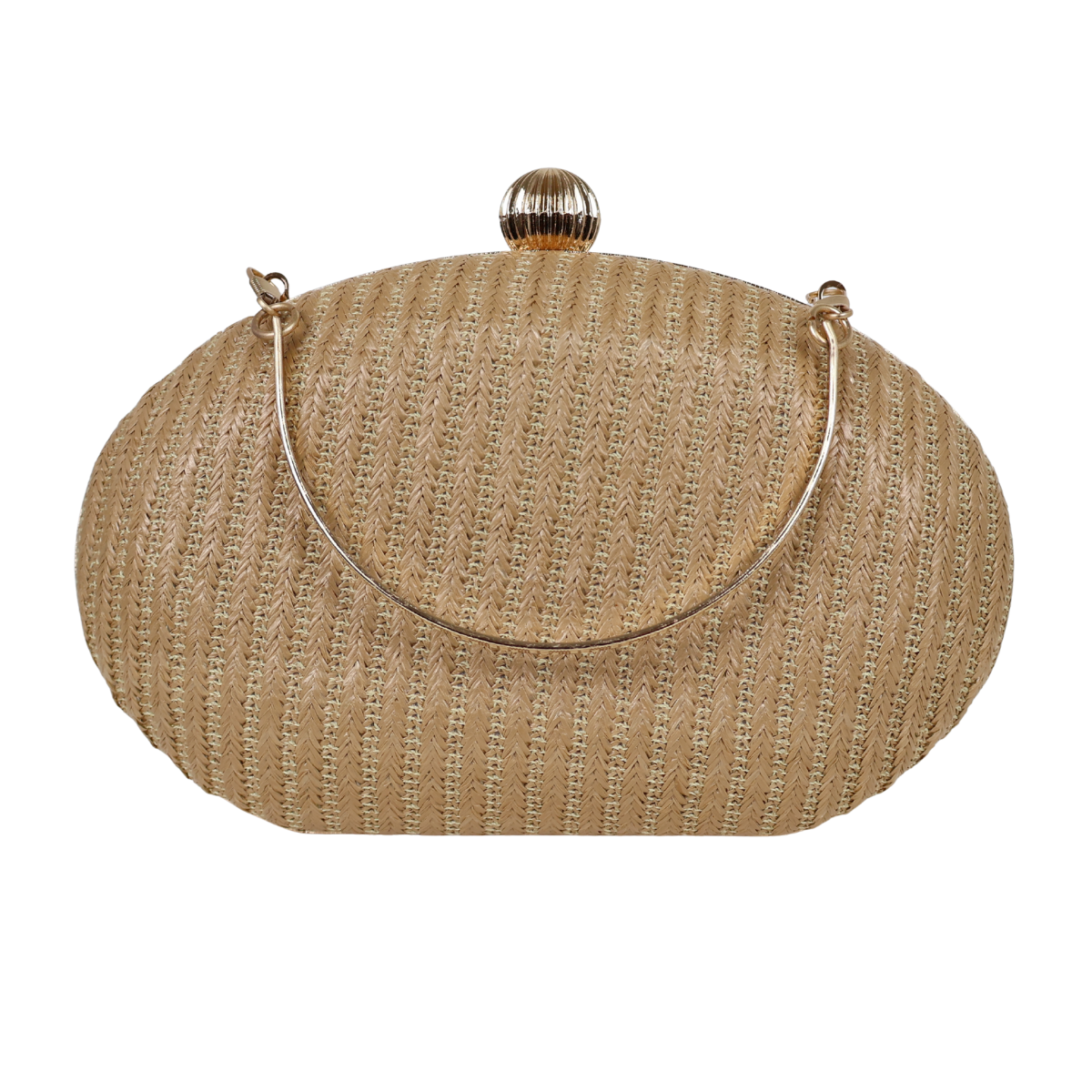 Bolsa Clutch Festa Palha Oval Bege