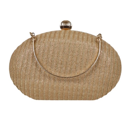 Bolsa Clutch Festa Palha Oval Bege